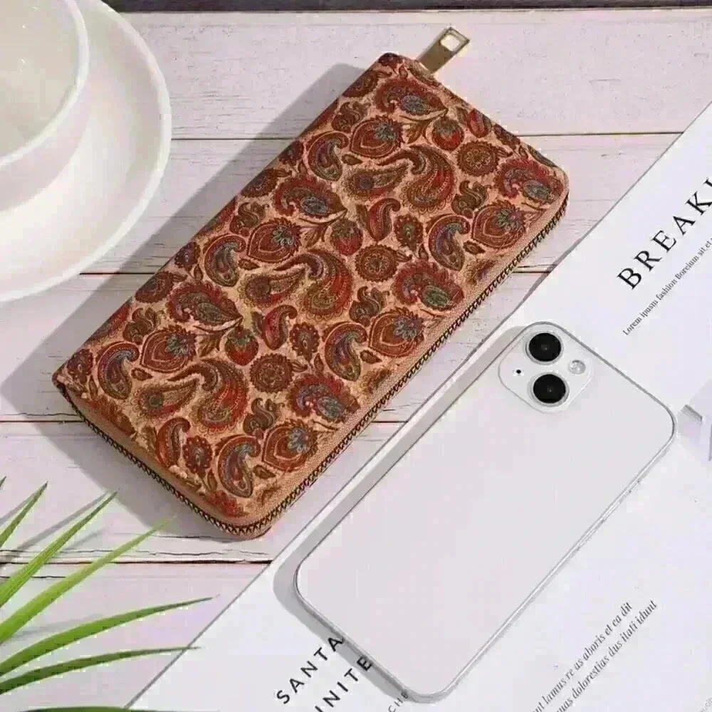 Bohemian Charm Retro Floral Clutch Wallet